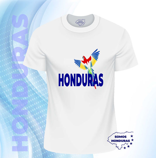 Camiseta de Honduras  Color Blanca: Honduras con Guara Macao